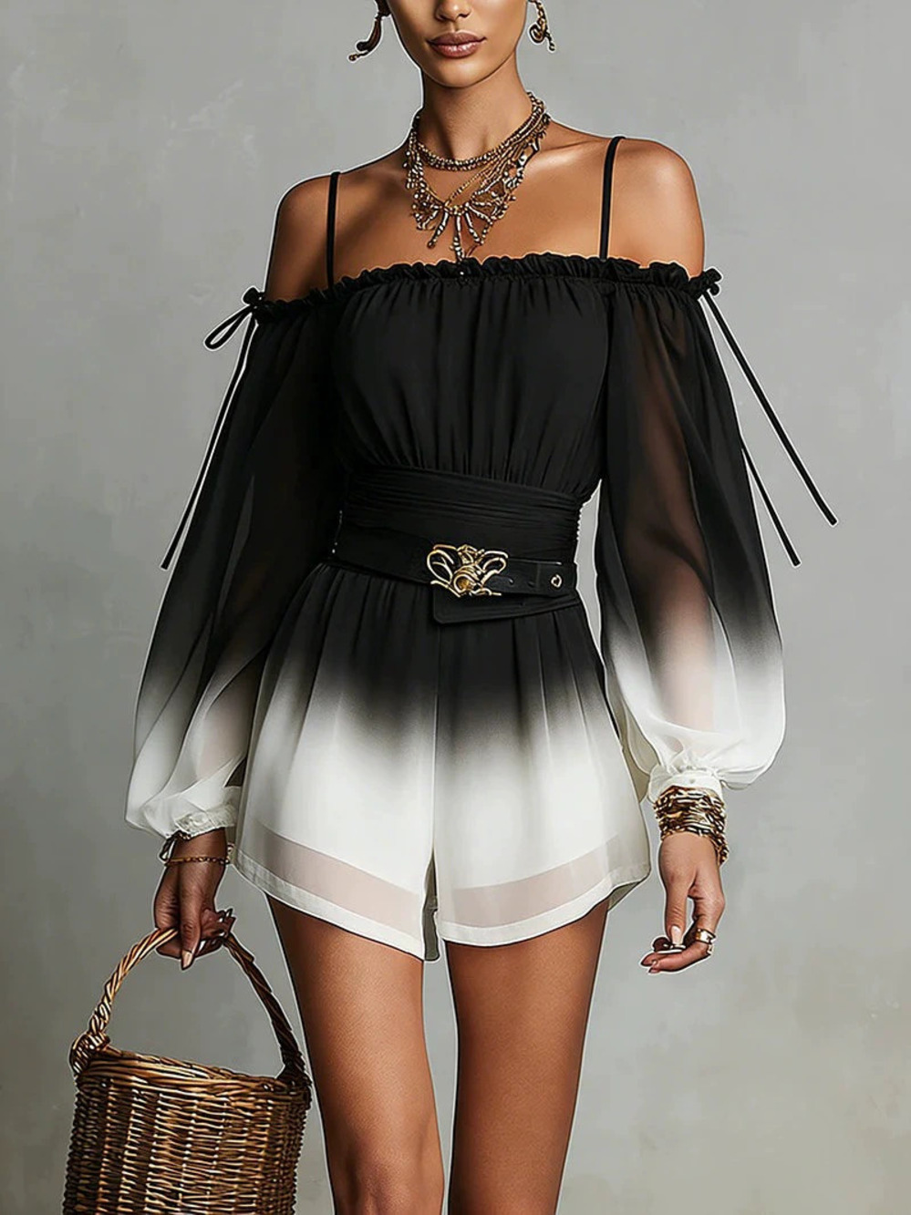 ZARA Summer Gradient Sexy Strappy Chiffon Evening Bustier